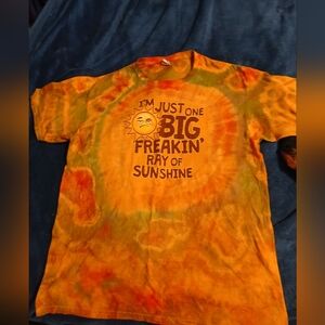 Tiedye Mens Sz.L., Fruit‎ of the Loom Orange and Yellow Short Sleeve Tee